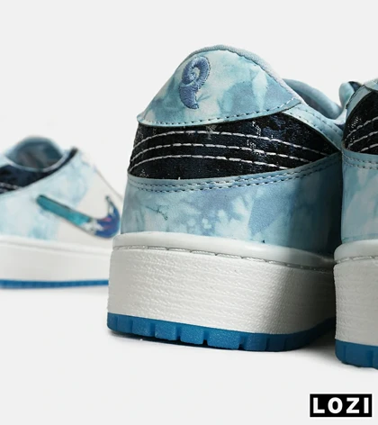 کفش کتانی مردانه و زنانه سفید آبی نایک NIKE dunk low steam puppet