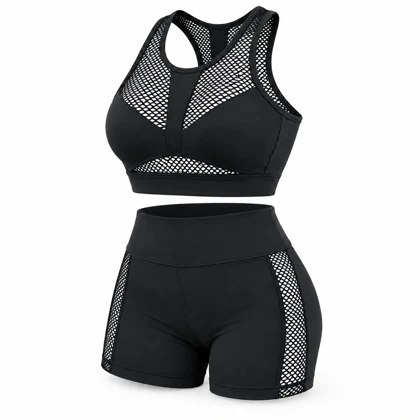 ست نیم‌تنه و شورتک ورزشی زنانه MB FITNESS کد 963