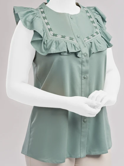 تاپ زنانه مجلسی جلو دکمه دار جنس ویسکوز نایریکا