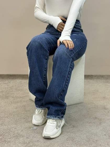 شلوار استریت جین آبی تیره تینت بروسو