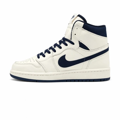 کفش و کتانی مردانه ساق‌دار مدل NIKE JORDAN 1 رنگ کرم سرمه ای کد 2327