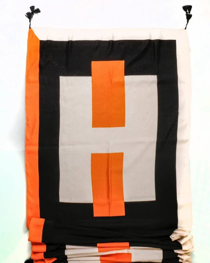 شال نخی مشکی نارنجی hermes