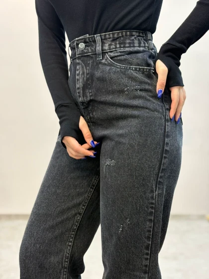 شلوار نیمبگ جین ذغالی سنگشور6158 ام کی