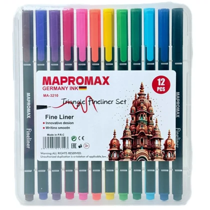 روان نویس نوک نمدی مپرومکس MAPROMAX مدل MA-3210 بسته 12 رنگ