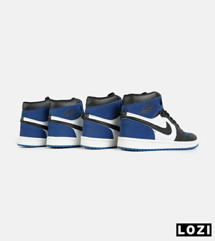 کفش کتانی مردانه و زنانه ساق‌دار مشکی آبی سفید NIKE jordan 1