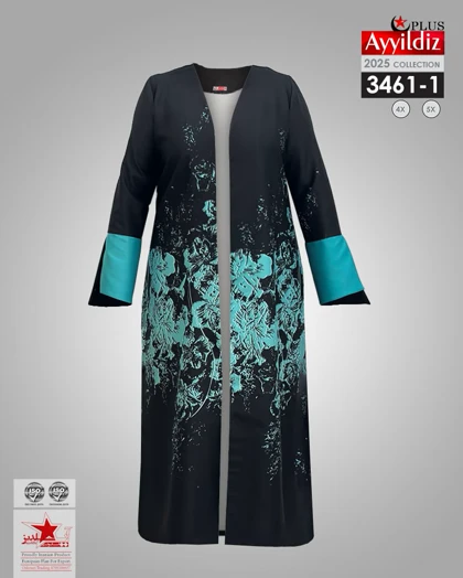 مانتو آزاد جلو باز زنانه شیک سایز بزرگ کد 3461