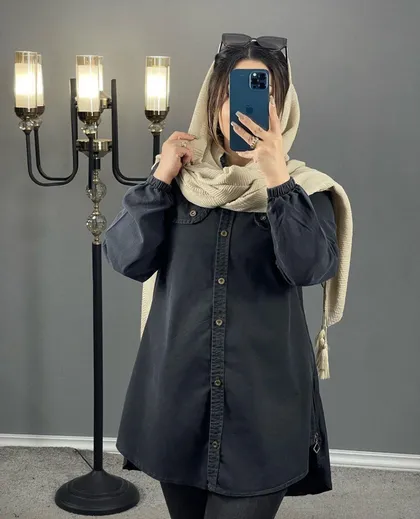 مانتو بغل زیپ جین زنانه 1038