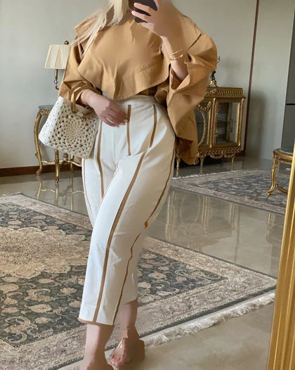 شومیز شلوار جلو نواری