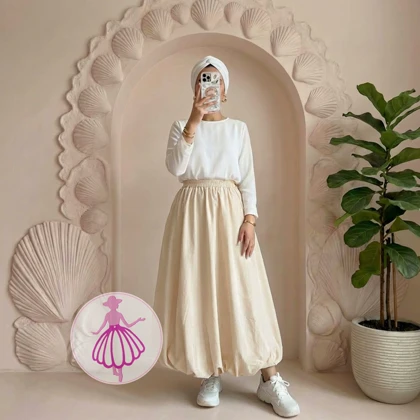 دامن لینن بالونی جیب‌دار بلند در رنگبندی متنوع