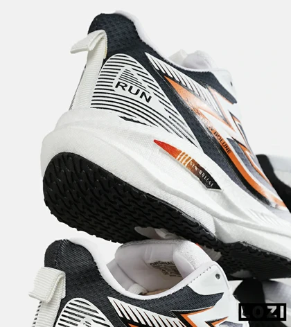 کفش کتانی مردانه و زنانه سفید طوسی نارنجی GENERIC All Run مدل 7211