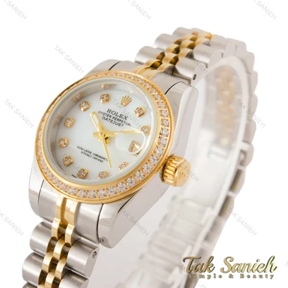 ساعت رولکس دیت جاست زنانه دورنگ طلایی دورنگین Rolex-4389-L