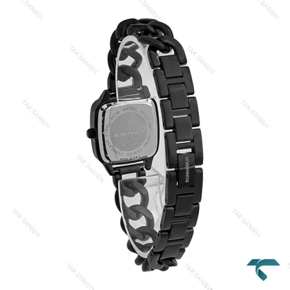 ساعت رومانسون زنانه مربعی بند کارتیه ای مشکی Romanson-7295-L