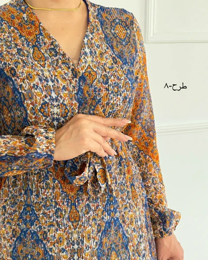 پیراهن آهو ( حریر پلیسه طرحدار ) کد محصول 1363