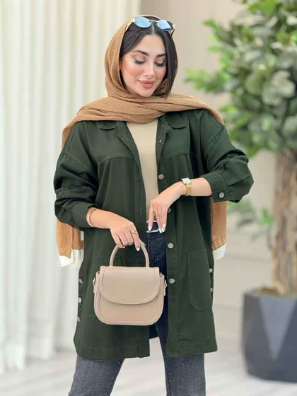 مانتو کتان بغل سه دکمه جیب پایین
