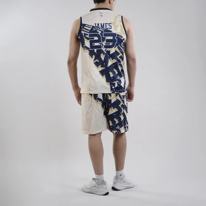 ست رکابی و شلوارک بسکتبالی لیکرز مدل Nike-DRI FIT-5B099 کرم