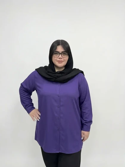 شومیز یقه دار گل بابونه سایز بزرگ