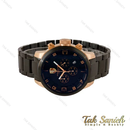 ساعت پورشه دیزاین مردانه سه موتوره مشکی قاب رزگلد Porsche-5103-G