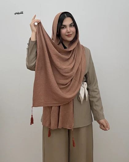 شال پلیسه نخی مدل سی اسکارف