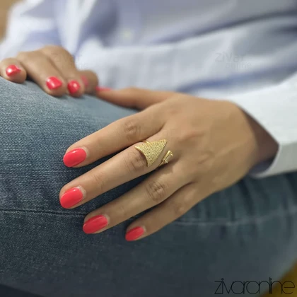 انگشتر زنانه مدل مثلثی طلایی 30017