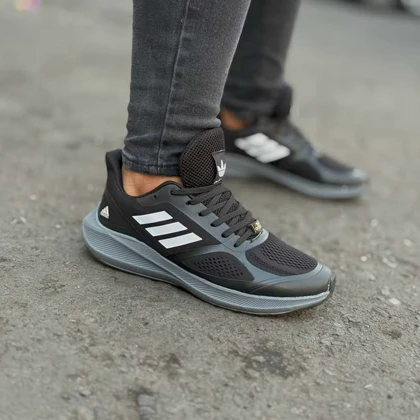 کتانی آدیداس راحتی مشکی طوسی سایز بزرگ کد 5278