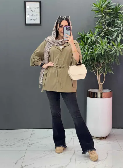 مانتو کمرگت دکمه مخفی