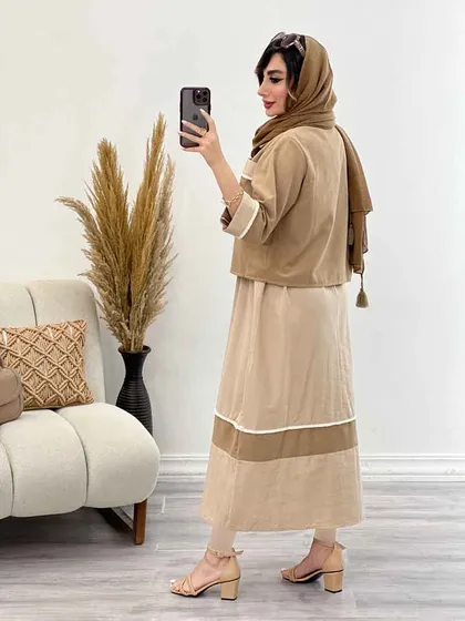 ست کت و پیراهن تک جیب ریش دار