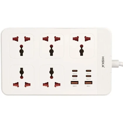 چند راهی برق هیسکا HISKA مدل CH-5521 با 5 سوکت و 6 پورت
