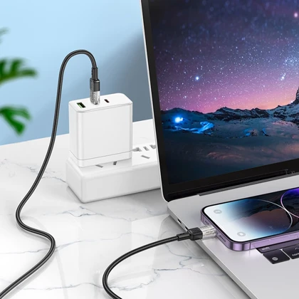 کابل تایپ سی به لایتنینگ هوکو Hoco مدل U129 توان 27 وات 1.2 متر