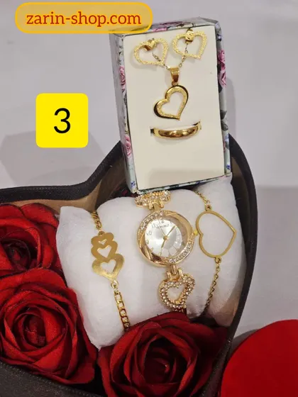 باکس هدیه زنانه دخترانه ساعت و سرویس