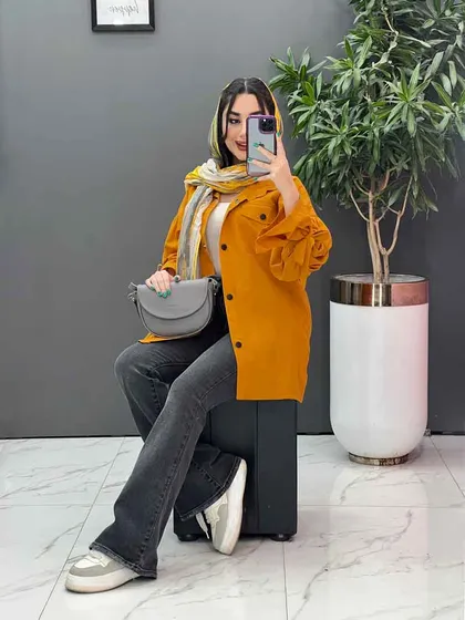 مانتو لینن آستین بند دار