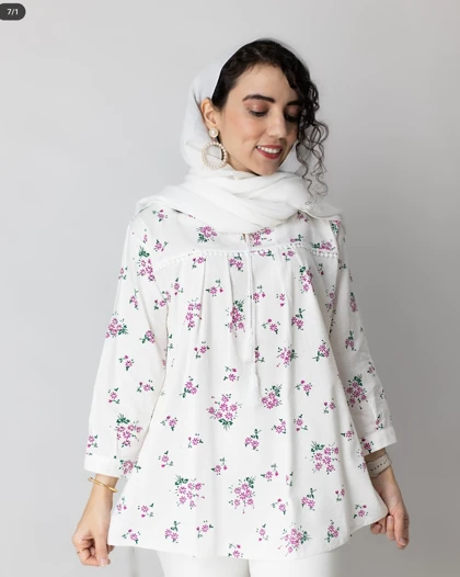 تونیک زنانه گل‌دار منگوله‌دار