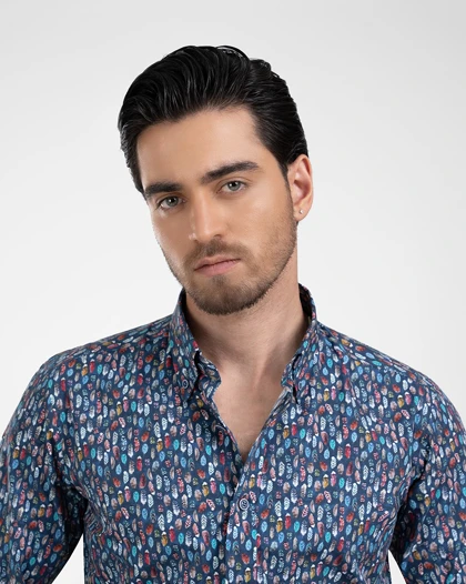 ام کی کالکشن پیراهن آستین بلند mk-22862-navy-blue