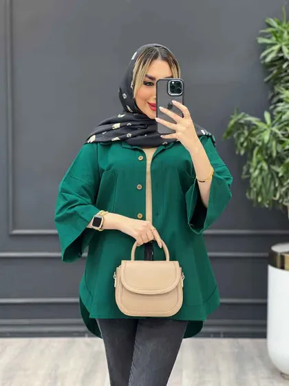 مانتو لینن جیب دکمه