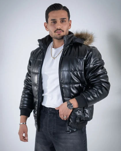 کاپشن مردانه چرم مازول پایین کش_کد4727