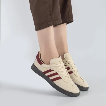 کفش و کتانی زنانه و دخترانه مدل آدیداس سامبا ADIDAS_SAMBA رنگ کرم زرشکی کد F103