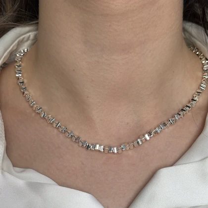 گردنبند پیانویی نقره ای