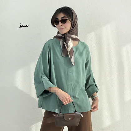 شومیز زنانه لینن یقه گرد | آی بولک