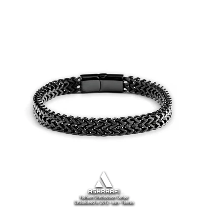 دستبند مردانه زنجیری مشکی Steel Braided Bracelet K2
