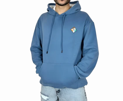 هودی آبی کلاهدار اورسایز مردانه مشکی MONO با لوگوی لوزی و چاپ پشت