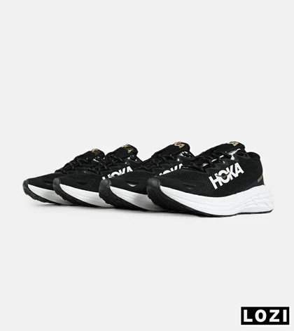 کفش کتانی طوسی مشکی سفید HOKA