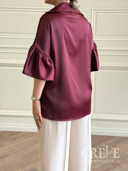 شومیز ساتن آستین کلوش