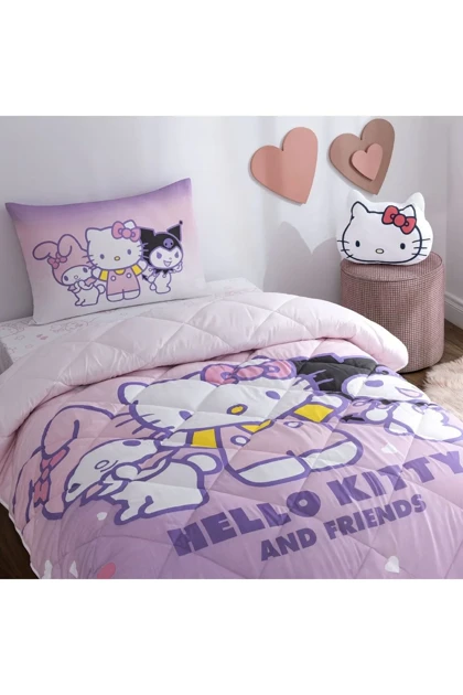 لحاف یک نفره Taç مدل Hello Kitty & Friends پنبه - چندرنگ
