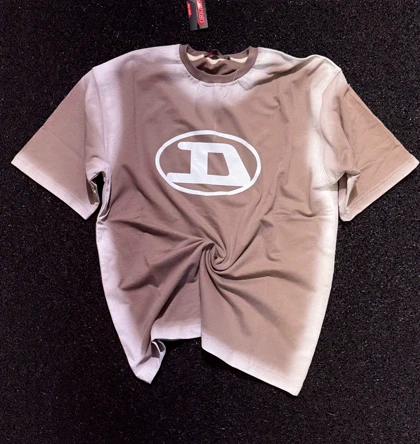 تیشرت دیزل باکسی رنگ بژ با حاشیه پیسوله ای پارچه ماکان درجه یک کیفیت بالا