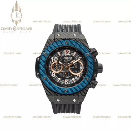 ساعت مچی اوبلو بیگ بنگ قاب کربن بند رابر مشکی Hublot Big Bang