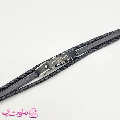 دستبند مردانه برند مون بلان مشکی نقره ای کد 370