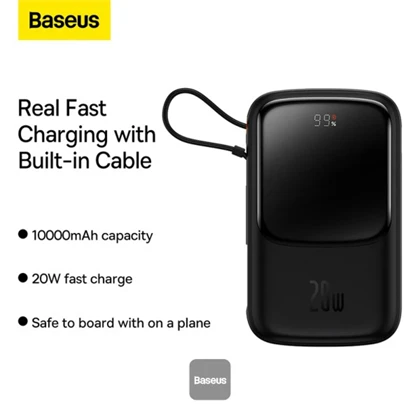 پاوربانک تایپ سی و یو اس بی 20 وات 10000 همراه با کابل لایتنینگ بیسوس PPQD060001