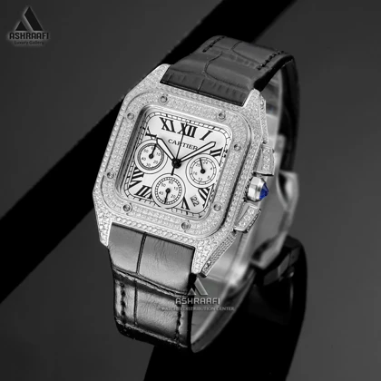 ساعت زنانه کارتیه سانتوس کرنوگراف Cartier Santos 100 Diamond SKW