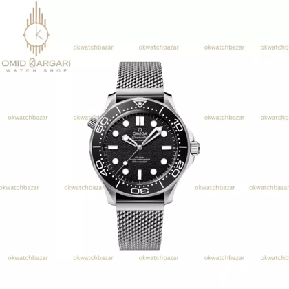 ساعت مچی امگا جیمز باند 007 حصیری صفحه مشکی Omega Seamaster
