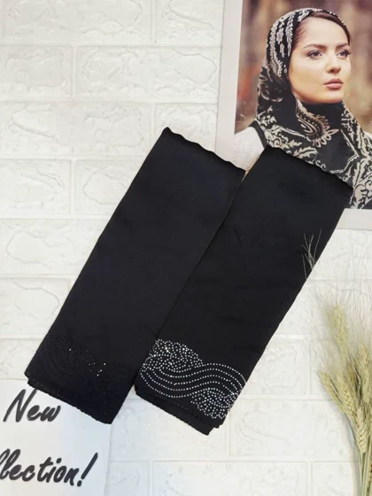 روسری مجلسی وارداتی نگین‌دار کد 253
