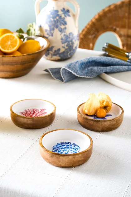 ظرف تنقلات تزئینی Karaca Home مدل Mango Marin صدف دریایی چوب انبه - آبی